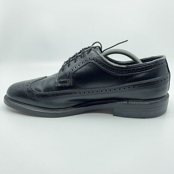O'Sullivan Men’s Size 10.5 D Black Leather USA Made Long Wingtip Dress Shoes - Picture 8 of 11